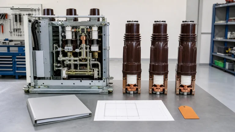 Vacuum pole assembly replacement review for a three-pole medium-voltage circuit breaker