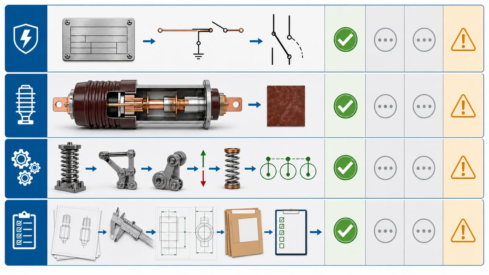 Four-layer compatibility matrix for a vacuum pole replacement