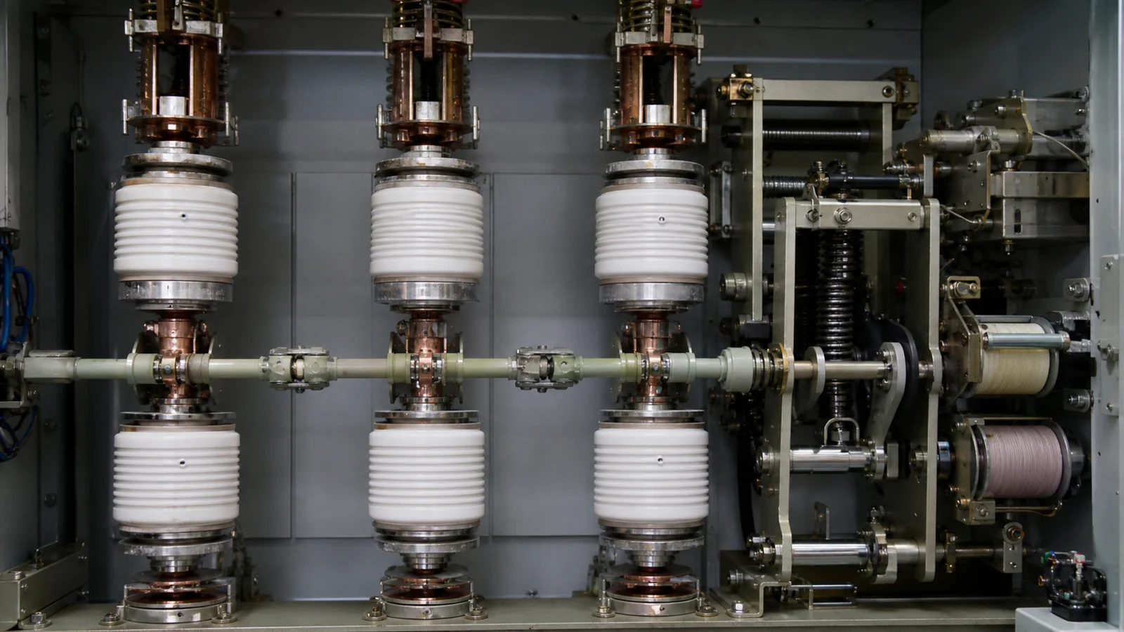 Vacuum interrupter and circuit breaker operating mechanism interface