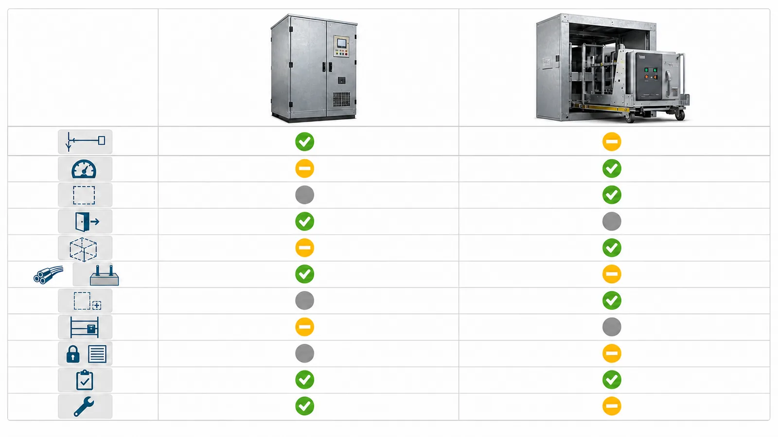 Project-fit matrix for XGN fixed-type and KYN28 withdrawable switchgear