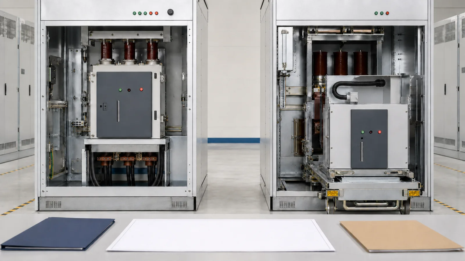 XGN fixed-type and KYN28 withdrawable switchgear compared by cabinet and maintenance architecture