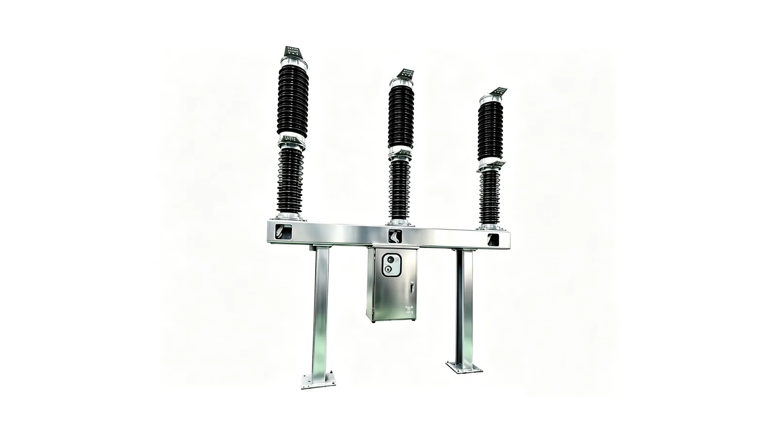 Outdoor SF6 circuit breaker product on clean white background