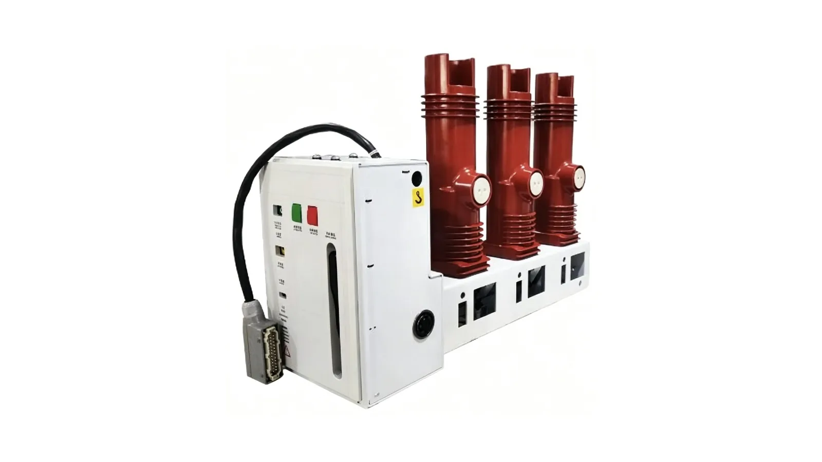 Side mounted panel mounted vacuum circuit breaker on white background