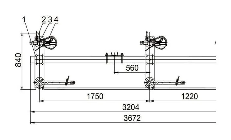 FKW18 outdoor load break switch structure drawing with pole spacing dimensions