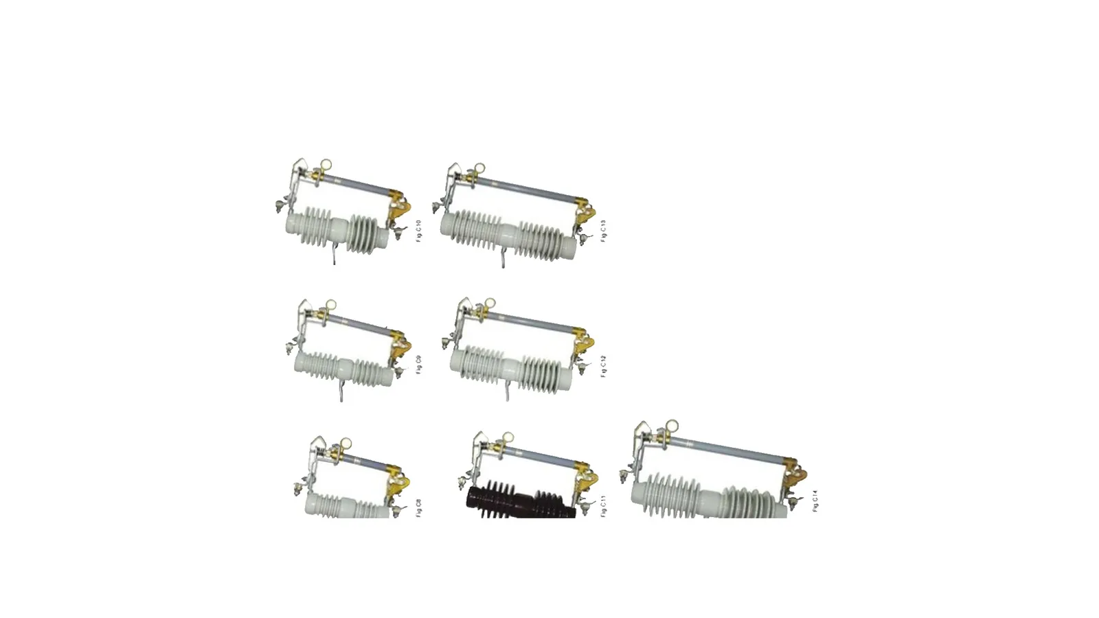 Standard drop out fuse cutout product views on clean white background