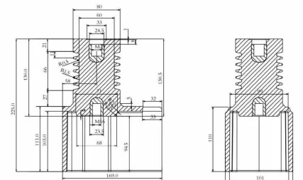 Resin Insulator / Pull Rod Type 11 drawing preview for switchgear component matching