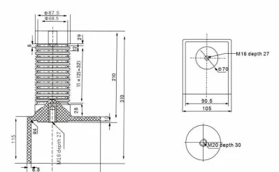 Resin Insulator / Pull Rod Type 12 drawing preview for switchgear component matching