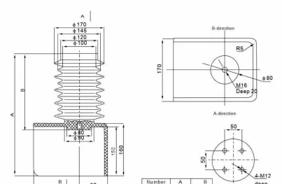 Resin Insulator / Pull Rod Type 13 drawing preview for switchgear component matching