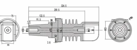 Resin Insulator / Pull Rod Type 15 drawing preview for switchgear component matching