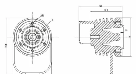 Resin Insulator / Pull Rod Type 16 drawing preview for switchgear component matching