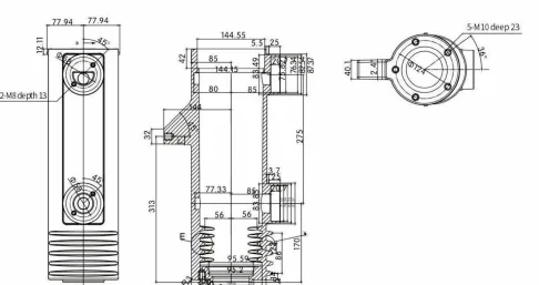 Vacuum Pole Assembly Type 02 drawing preview for switchgear component matching