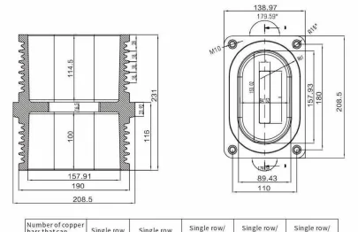 Wall Bushing Type 06 drawing preview for switchgear component matching