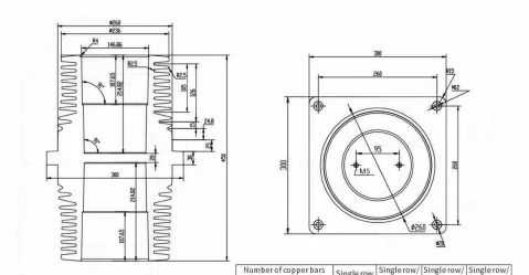 Wall Bushing Type 09 drawing preview for switchgear component matching