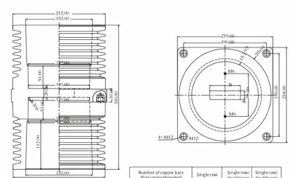 Wall Bushing Type 12 drawing preview for switchgear component matching