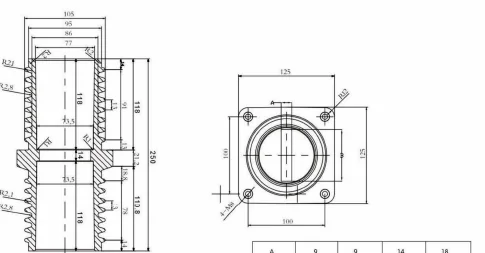 Wall Bushing Type 13 drawing preview for switchgear component matching