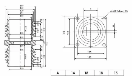 Wall Bushing Type 14 drawing preview for switchgear component matching